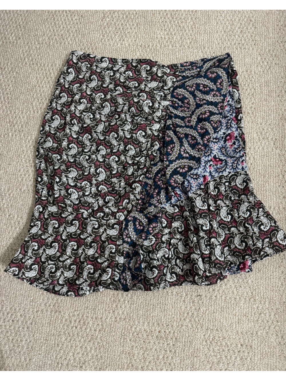 Isabel Marant Mixed Paisley & Floral Ruffle Skirt - Pink/Black/Navy